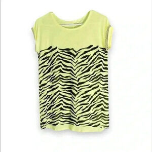 Justice Yellow Zebra Print Sequined Tunic Top, size 14